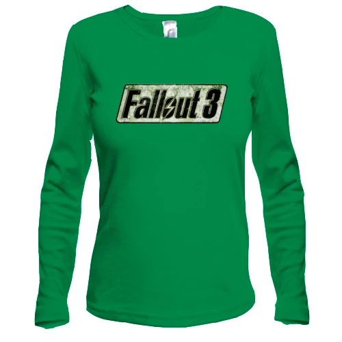 Женский лонгслив, зеленый, Fallout 3 с логотипом