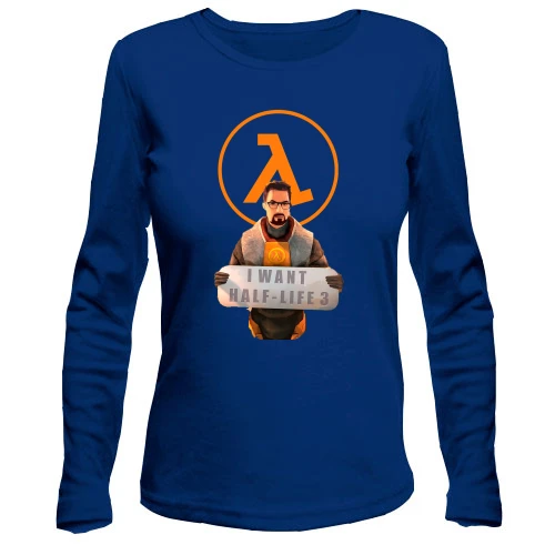 Жіночий лонгслів з написом "I want Half-Life 3"