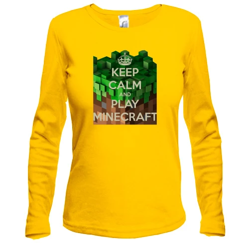 Жіночий лонгслів з написом "Keep calm and play Minecraft"