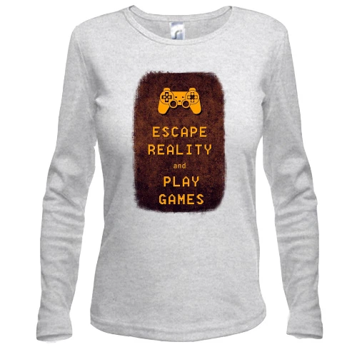 Женский лонгслив с надписью "Escape reality and play games"