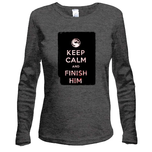 Женский лонгслив с надписью "Keep calm and finish him" Mortal Kombat