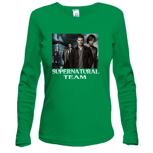 Женский лонгслив, Зеленый, Supernatural Team