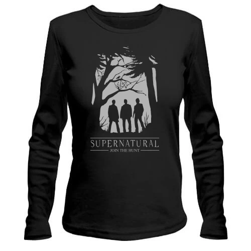 Женский лонгслив, Черный, Supernatural - join the hunt