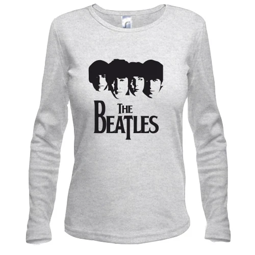 Женский лонгслив, Серый меланж, The Beatles (лица)