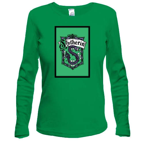 Жіночий лонгслів, Зелений, з гербом Slytherin (Harry Potter)