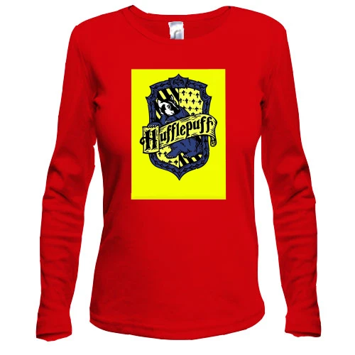 Жіночий лонгслів, червоний, з гербом Hufflepuff (Harry Potter)