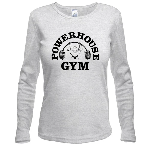 Женский лонгслив, Серый меланж, Powerhouse gym