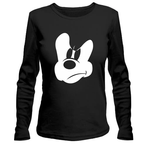Женский лонгслив, Черный, Mickey (силуэт)