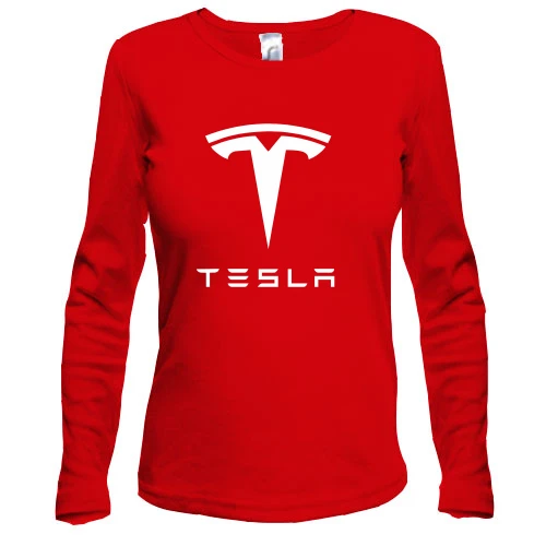 Женский лонгслив с лого Tesla