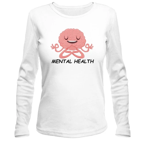 Жіночий лонгслів з мозком і написом "Mental Health"