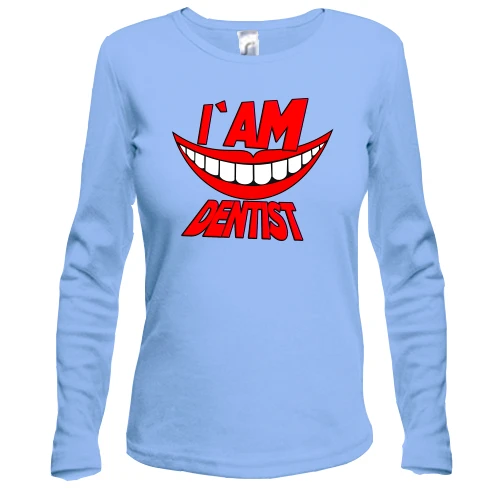 Женский лонгслив с широкой улыбкой и надписью «I'AM DENTIST»
