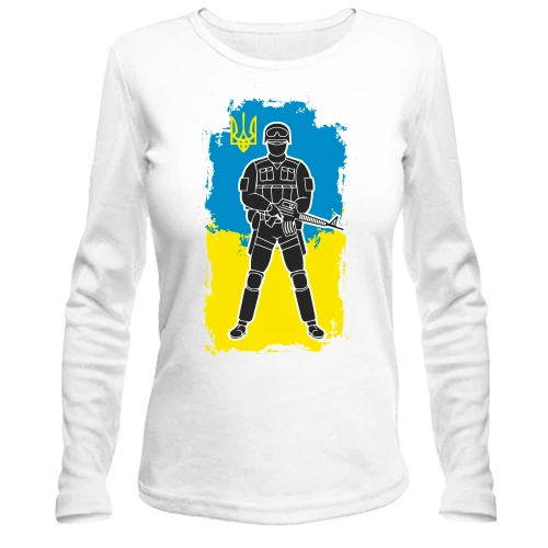 Женский лонгслив, Белый, с украинским воином