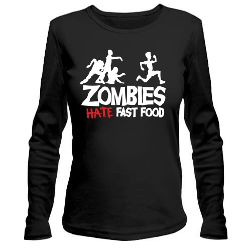 Женский лонгслив Zombies hate fast food