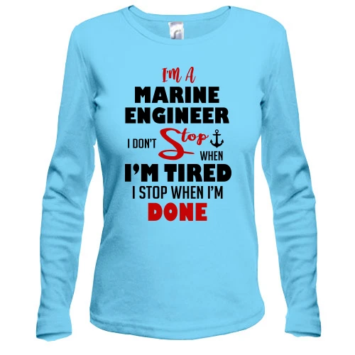 Жіночий лонгслів, синій, I'm marine engineer