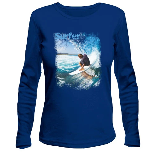 Женский лонгслив, синий, Surfer