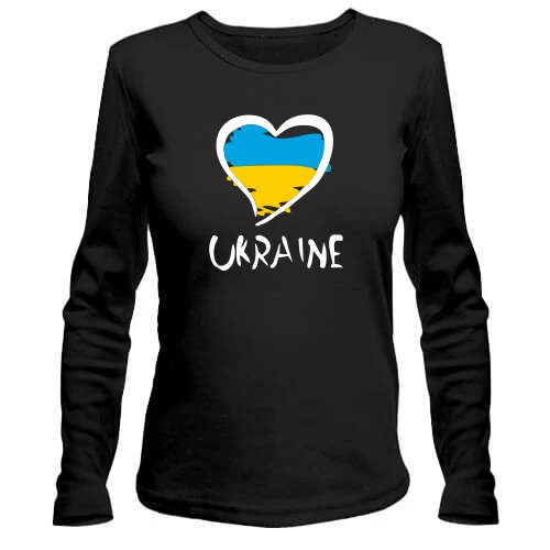 Жіночий лонгслів з надписью "Україна" і сердечком