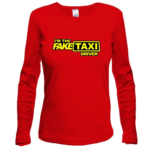 Женский лонгслив, Красный, Fake taxi driver