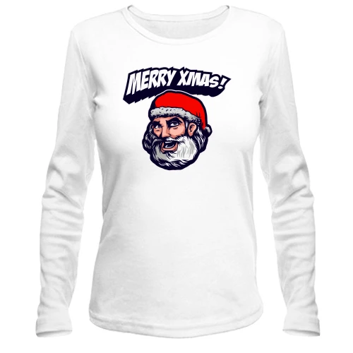 Жіночий лонгслів Merry Xmas із Санта-Клаусом