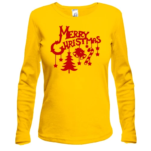 Жіночий лонгслів з написом "Merry Christmas"