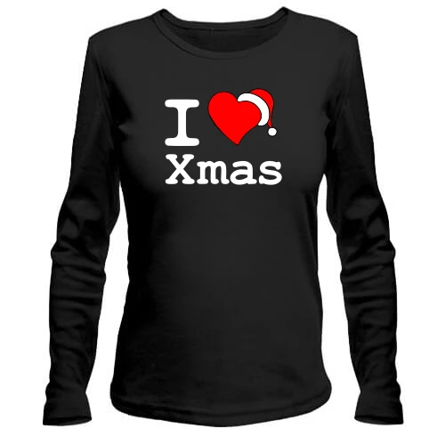 Жіночий лонгслів з написом "I love Xmas"