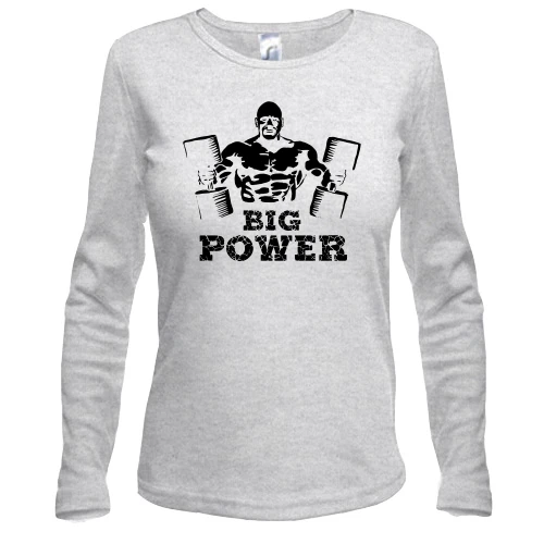 Женский лонгслив с надписью "Big Power"