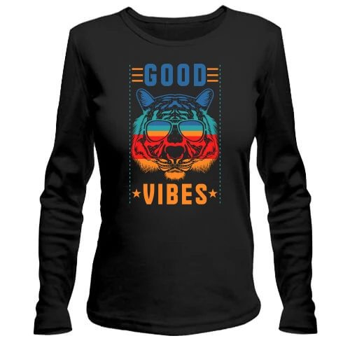 Женский лонгслив с надписью "Good vibes"