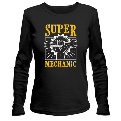 Женский лонгслив, Черный, Super Mechanic Механик