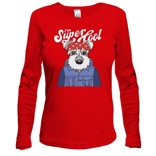 Жіночий лонгслів з собакою "I'm Super Cool"