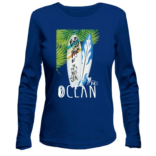 Женский лонгслив, синий, The Ocean