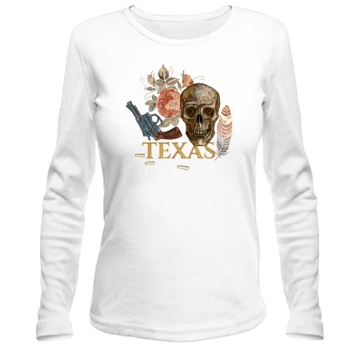 Женский лонгслив с нашивкой Texas Череп и Texas