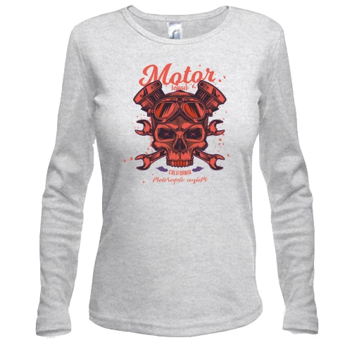 Женский лонгслив Motor Red Skull