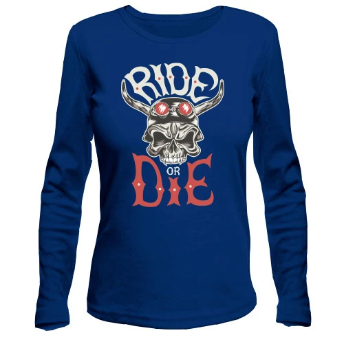 Женский лонгслив Ride or Die с черепом