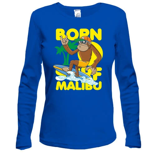 Женский лонгслив, синий, Born Malibu Monkey