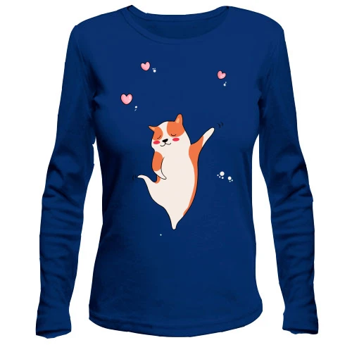 Жіночий лонгслів Cat with hearts