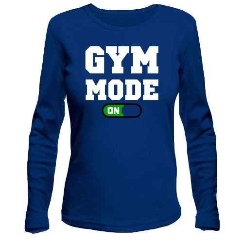 Женский лонгслив, синий, Gym Mode On