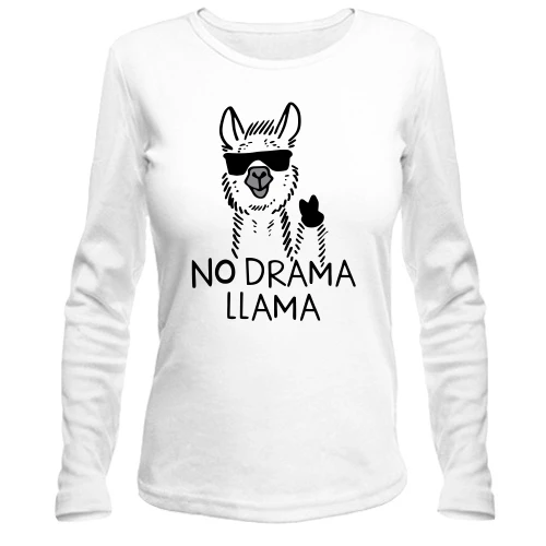 Жіночий лонгслів, Білий, No Drama LLama