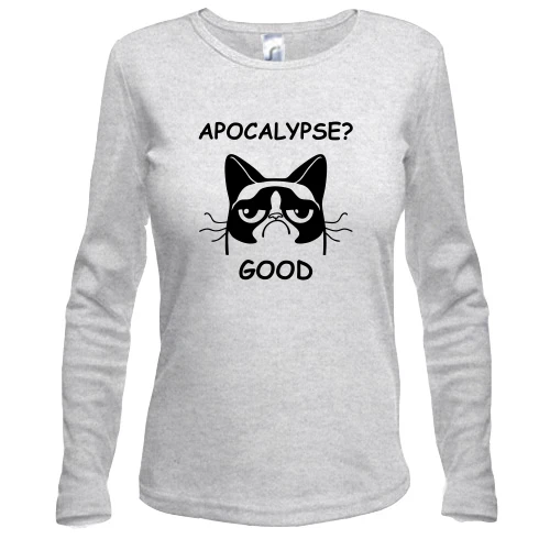 Женский лонгслив, Серый меланж, Apocalypse? Good.