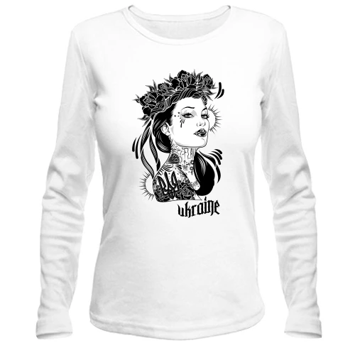Женский лонгслив Ukraine black and white girl