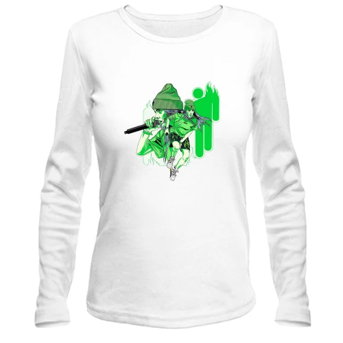 Жіночий лонгслів Billie Eilish green art