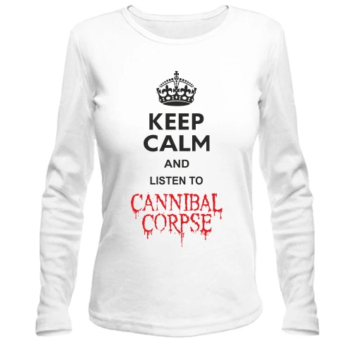 Жіночий лонгслів Keep Calp and listen to Cannibal Corpse