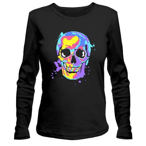 Женский лонгслив Skull pop art