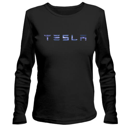 Жіночий лонгслів з лого Tesla (блискавки)