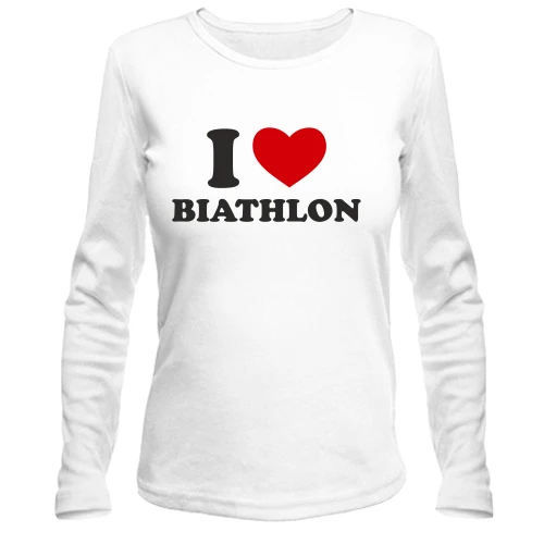 Женский лонгслив Я люблю Биатлон — I love Biathlon