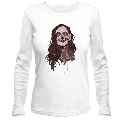 Женский лонгслив girl makeup skull