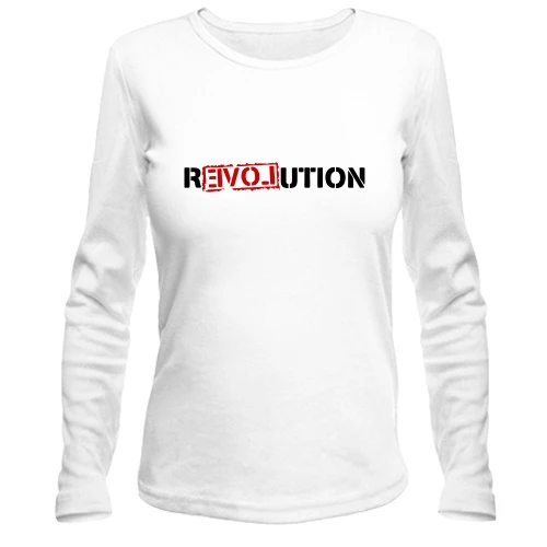 Женский лонгслив с надписью REVOLUTION LOVE (2)