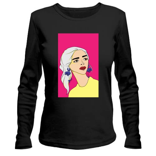 Женский лонгслив Blonde on pink background