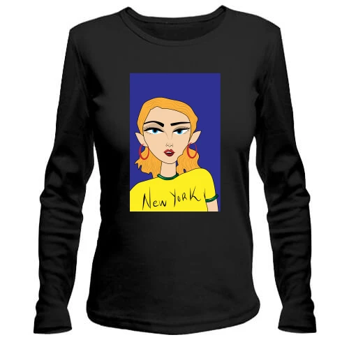 Женский лонгслив Blonde in a yellow t-shirt