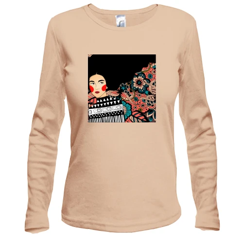 Женский лонгслив Brunette with pattern