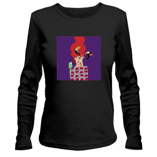Женский лонгслив Redhead girl with birds