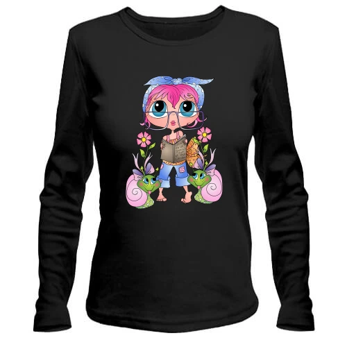 Женский лонгслив Girl with pink hair